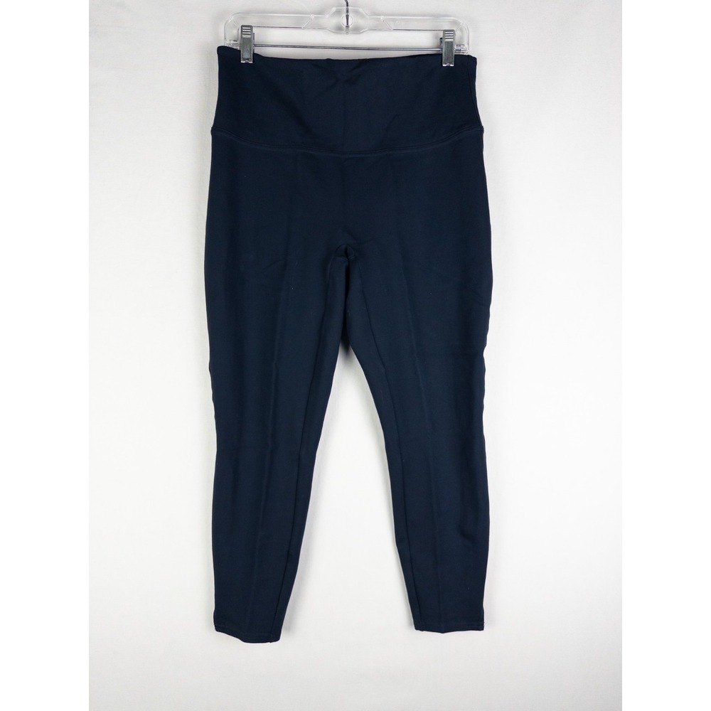 Spanx Pull On Pants Womens L Blue Navy Solid Leggings Slim
